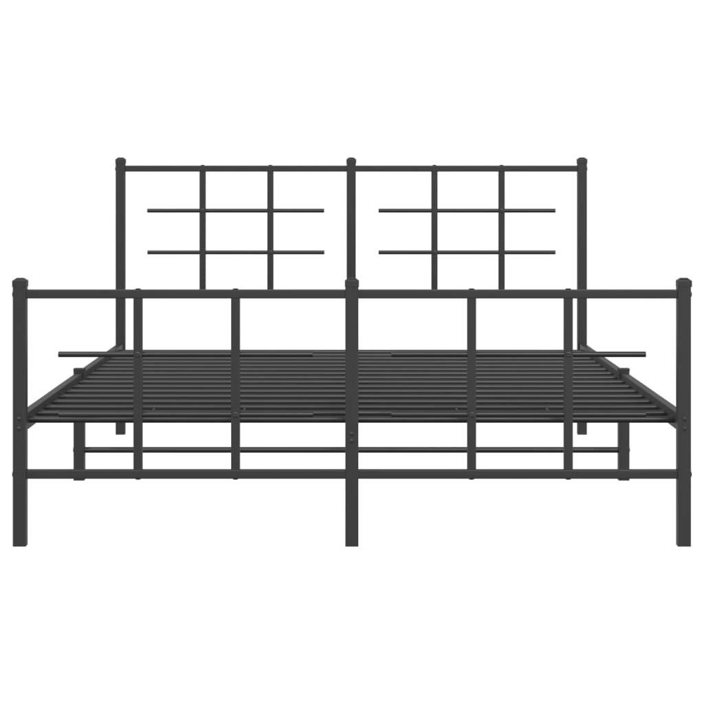 Metal Bed Frame without Mattress with Footboard Black 150x200cm