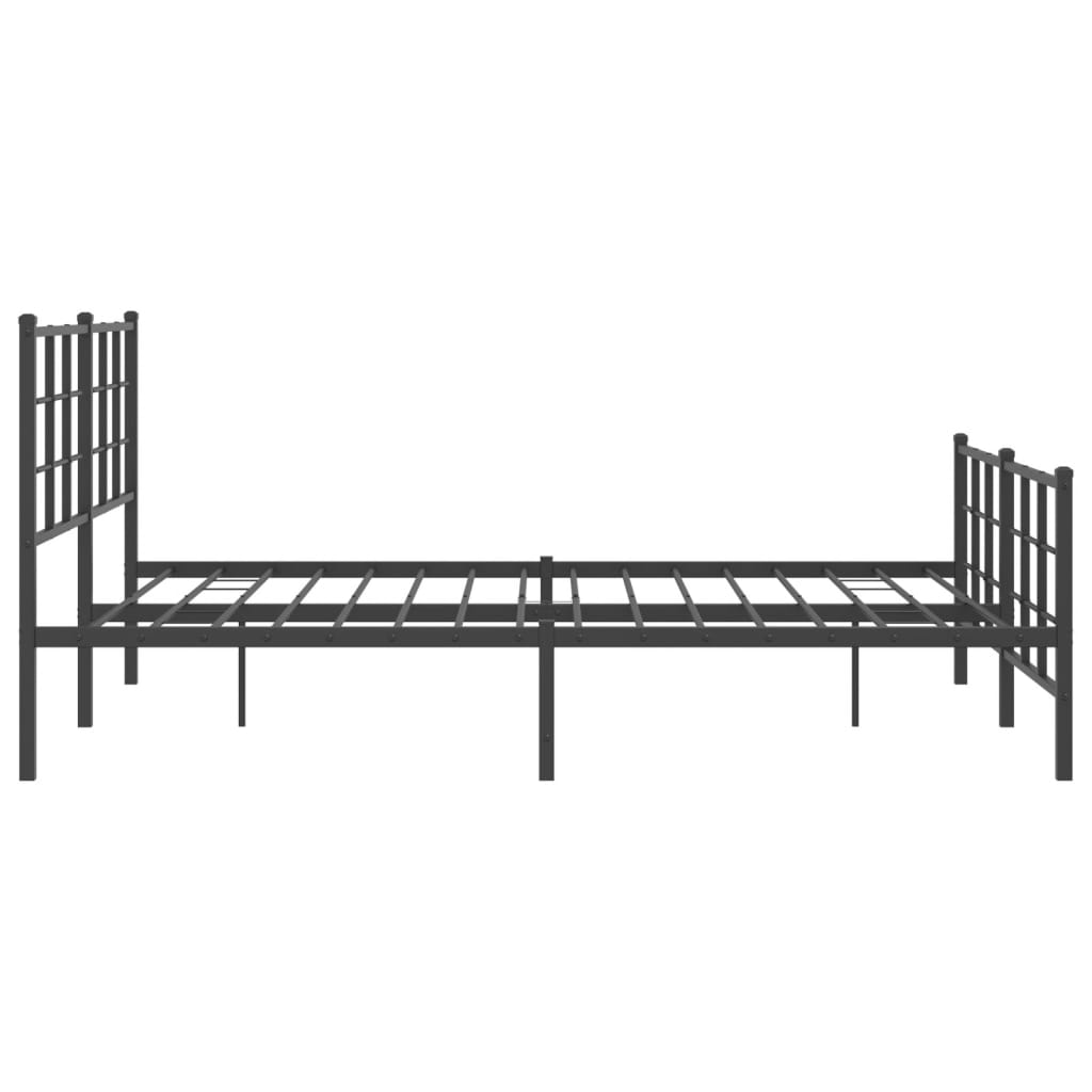 Metal Bed Frame without Mattress with Footboard Black 150x200cm