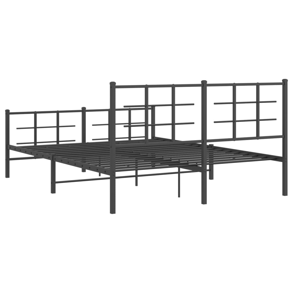 Metal Bed Frame without Mattress with Footboard Black 160x200cm