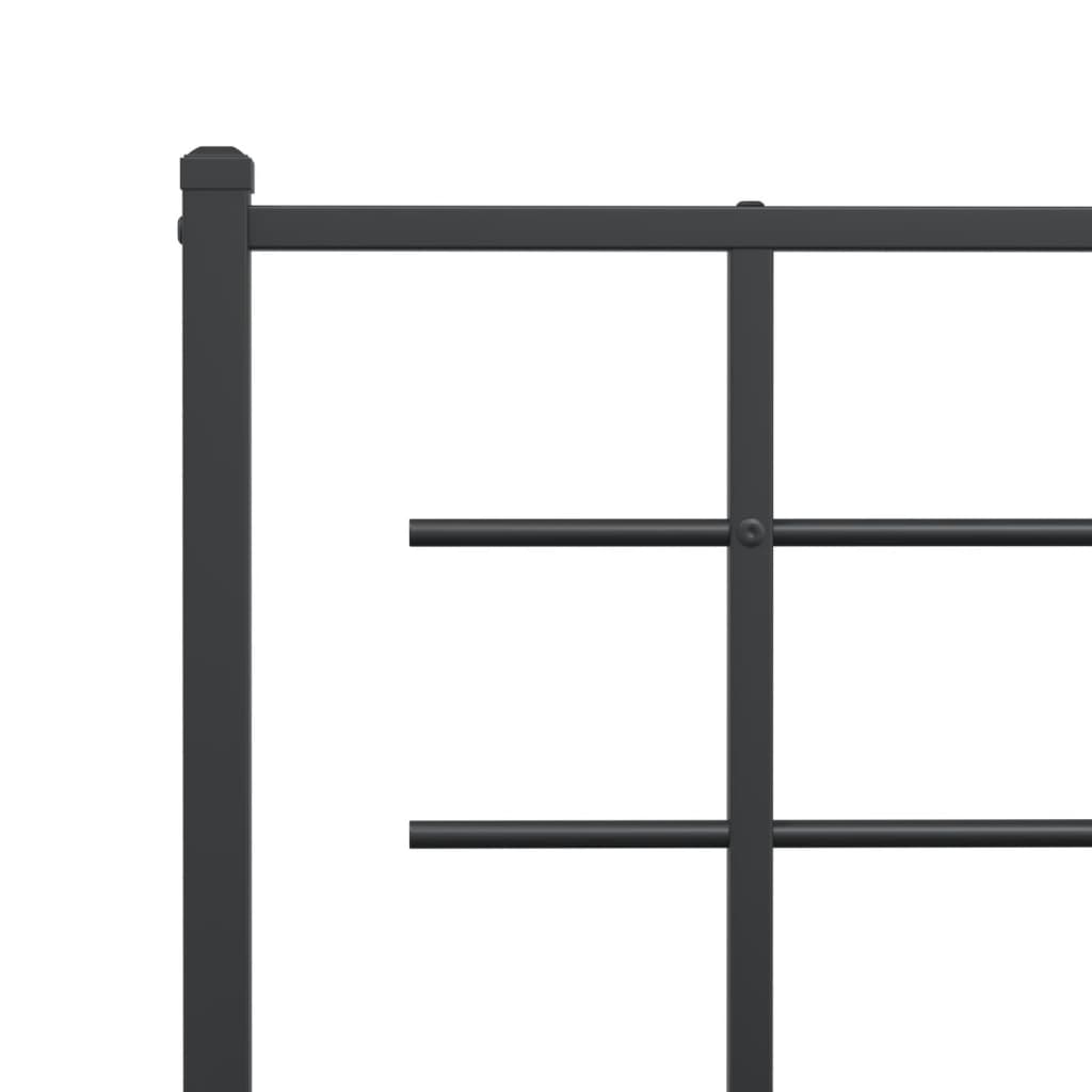 Metal Bed Frame without Mattress with Footboard Black 160x200cm