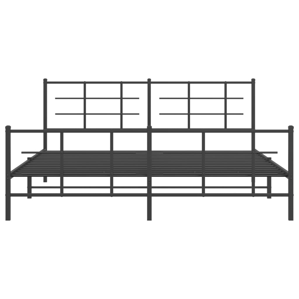 Metal Bed Frame without Mattress with Footboard Black 180x200cm