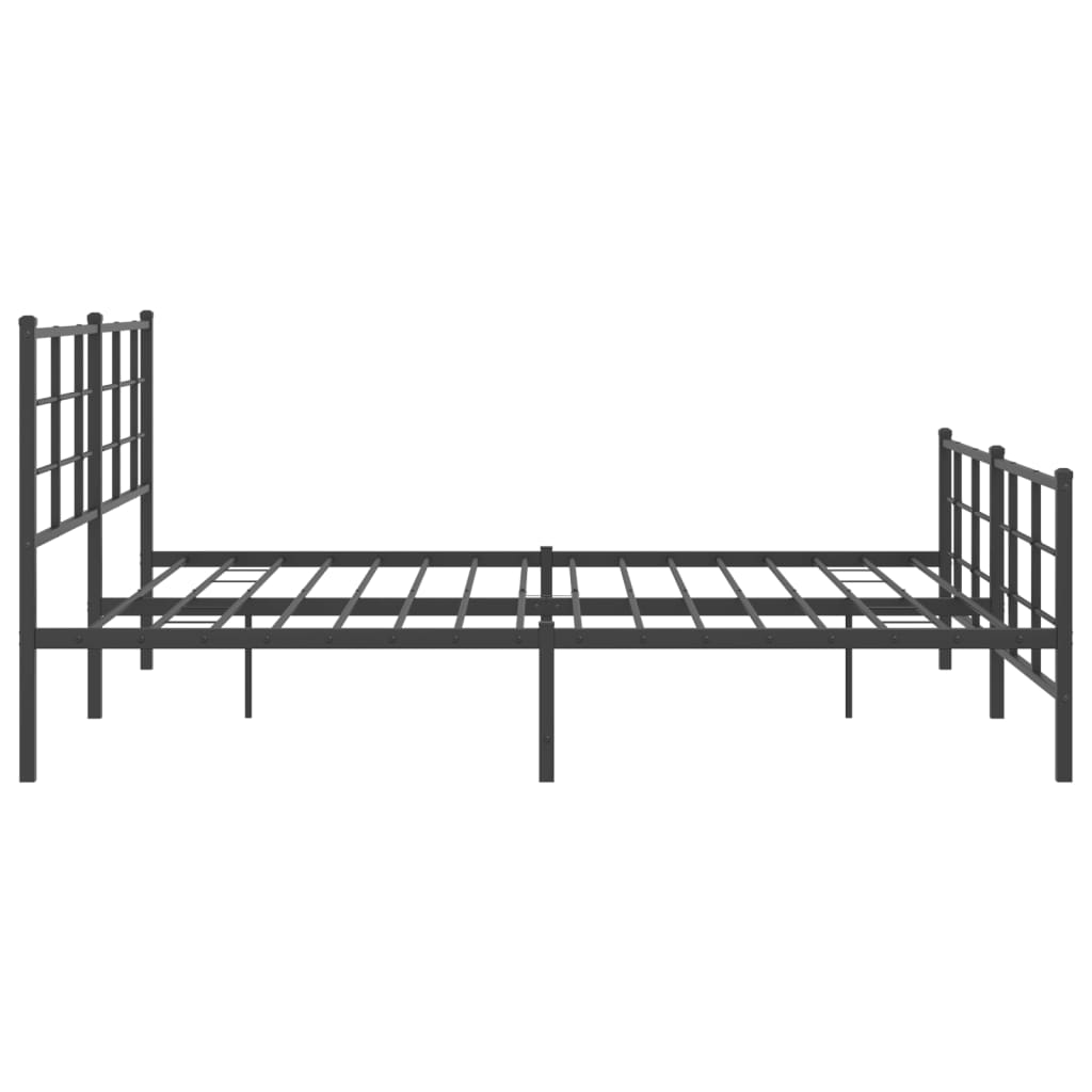 Metal Bed Frame without Mattress with Footboard Black 180x200cm