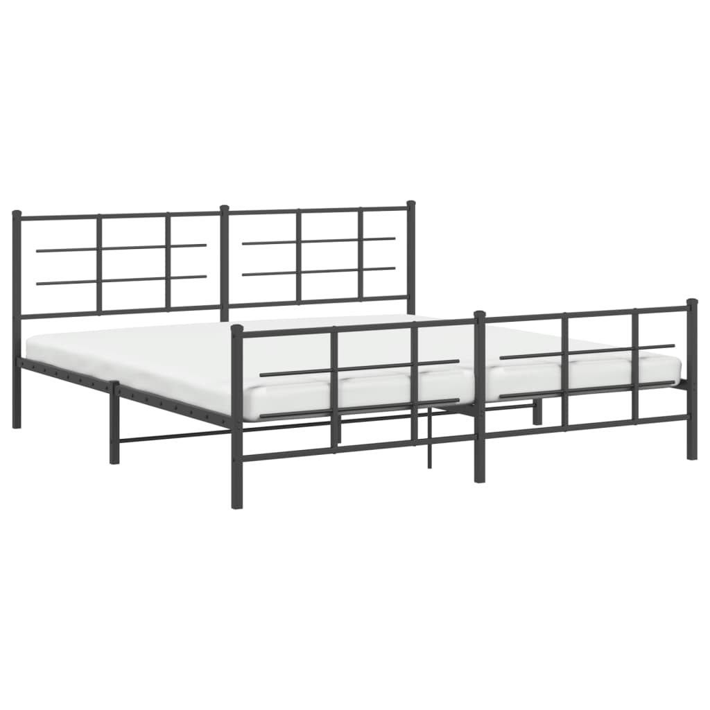 Metal Bed Frame without Mattress with Footboard Black 183x213cm