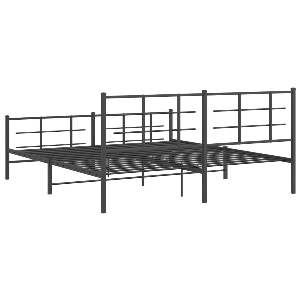 Metal Bed Frame without Mattress with Footboard Black 183x213cm