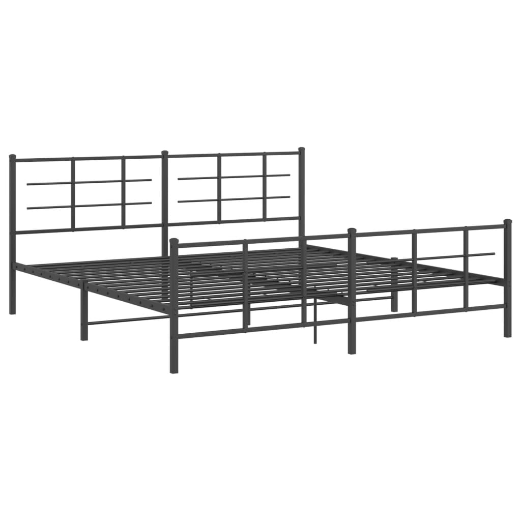 Metal Bed Frame without Mattress with Footboard Black 193x203cm