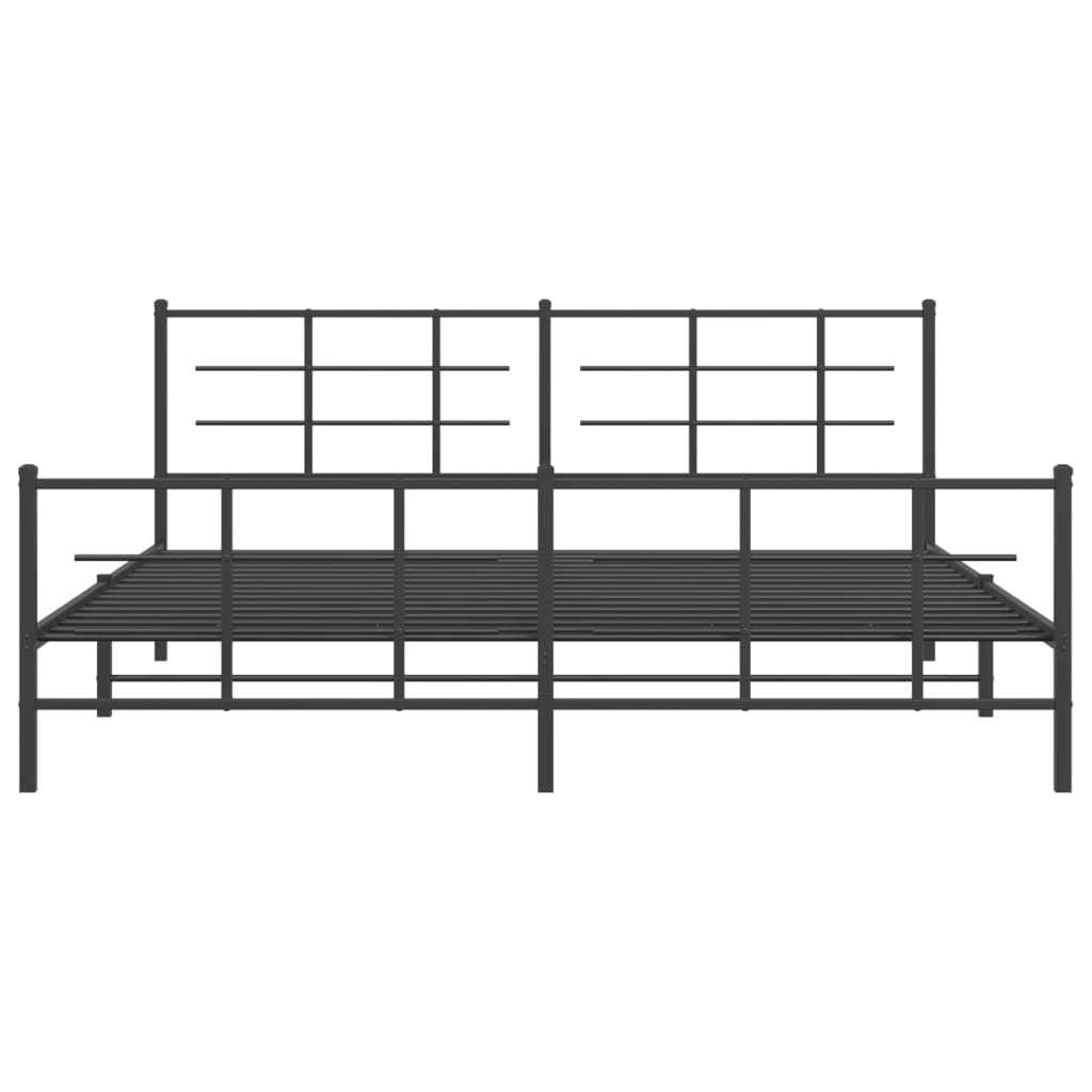 Metal Bed Frame without Mattress with Footboard Black 193x203cm