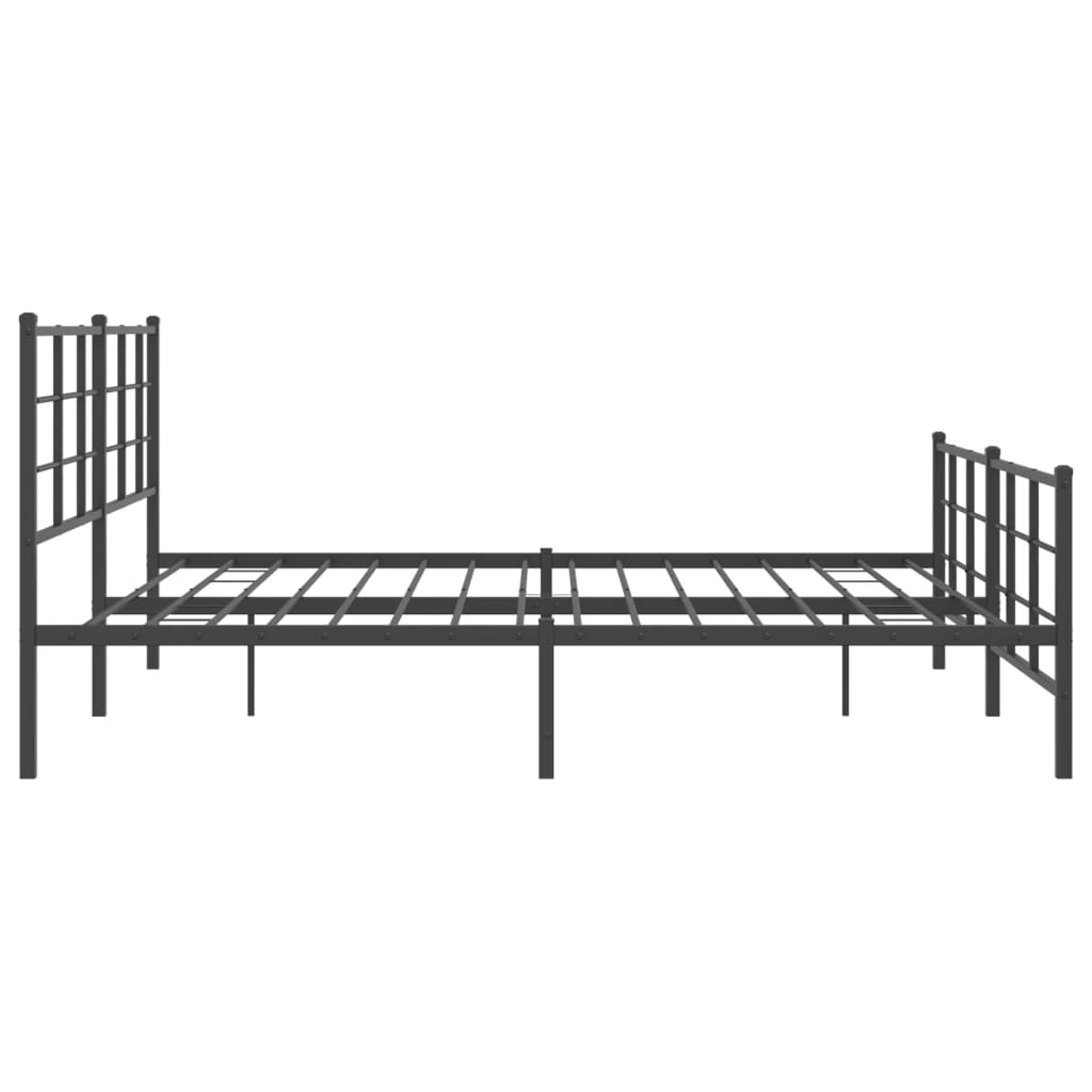 Metal Bed Frame without Mattress with Footboard Black 193x203cm