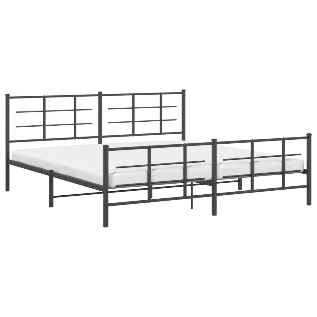 Metal Bed Frame without Mattress with Footboard Black 200x200cm