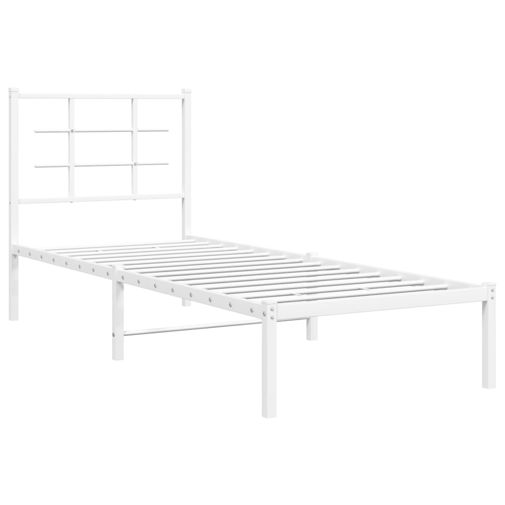 Metal Bed Frame without Mattress with Headboard White 80x200cm