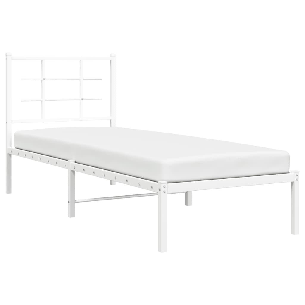 Metal Bed Frame without Mattress with Headboard White 80x200cm