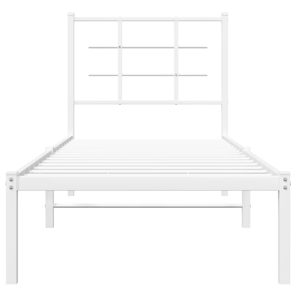 Metal Bed Frame without Mattress with Headboard White 80x200cm