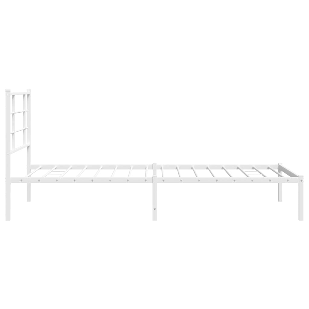 Metal Bed Frame without Mattress with Headboard White 107x203cm