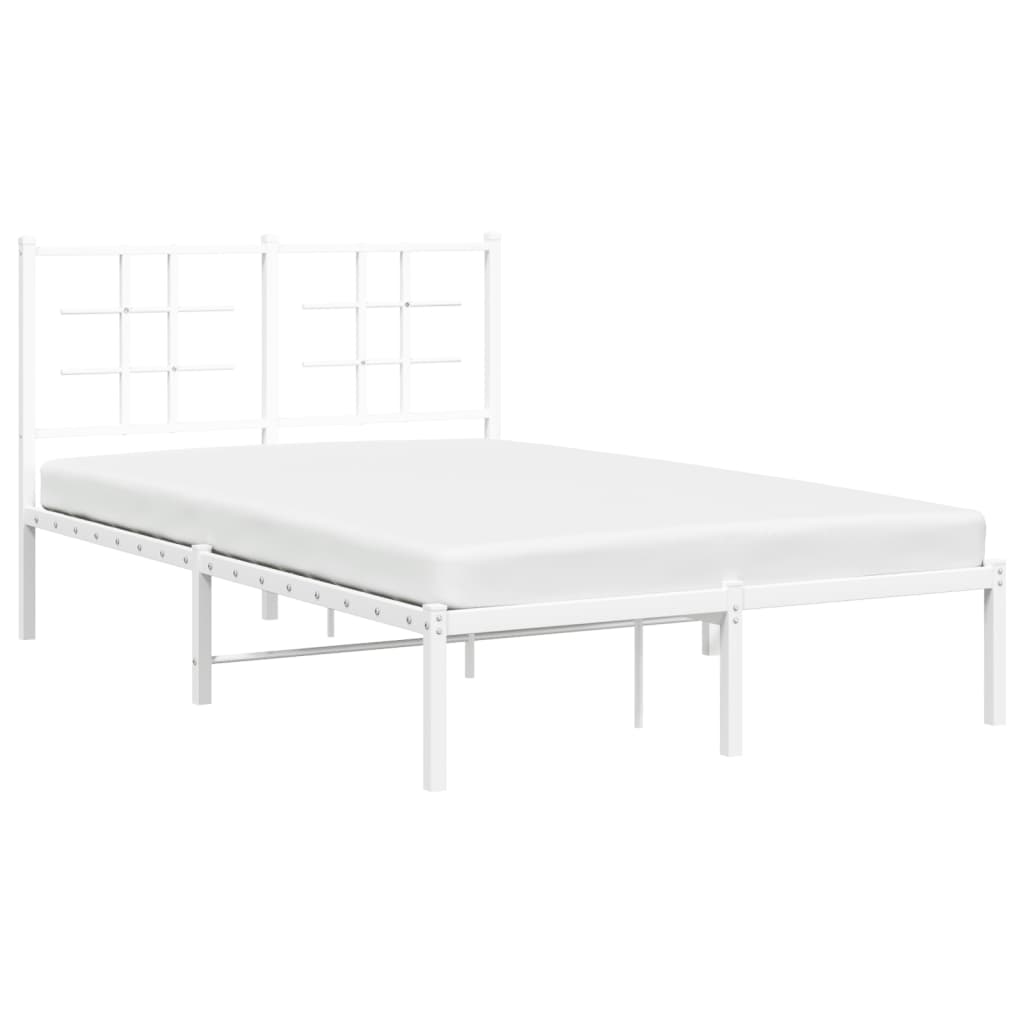 Metal Bed Frame without Mattress with Headboard White 120x190cm