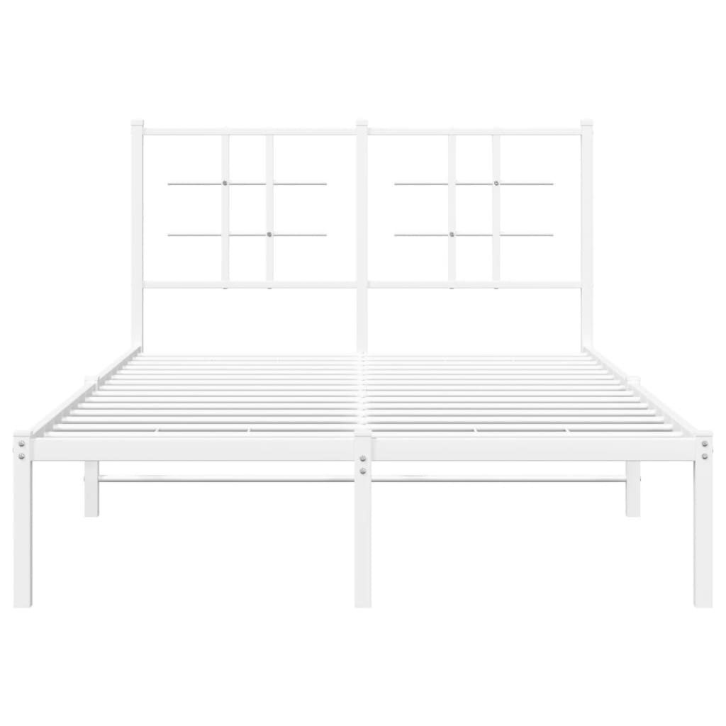 Metal Bed Frame without Mattress with Headboard White 120x190cm
