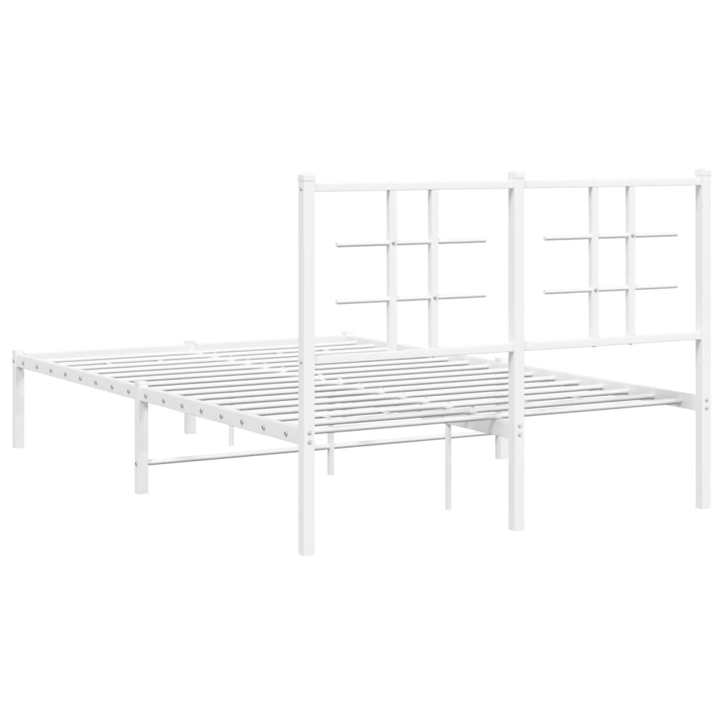 Metal Bed Frame without Mattress with Headboard White 120x190cm