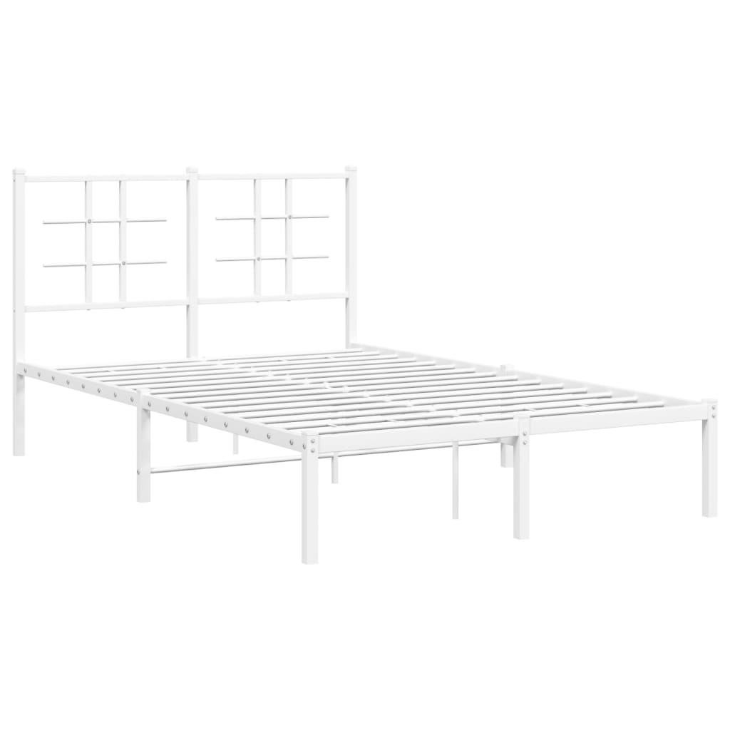 Metal Bed Frame without Mattress with Headboard White 120x200cm