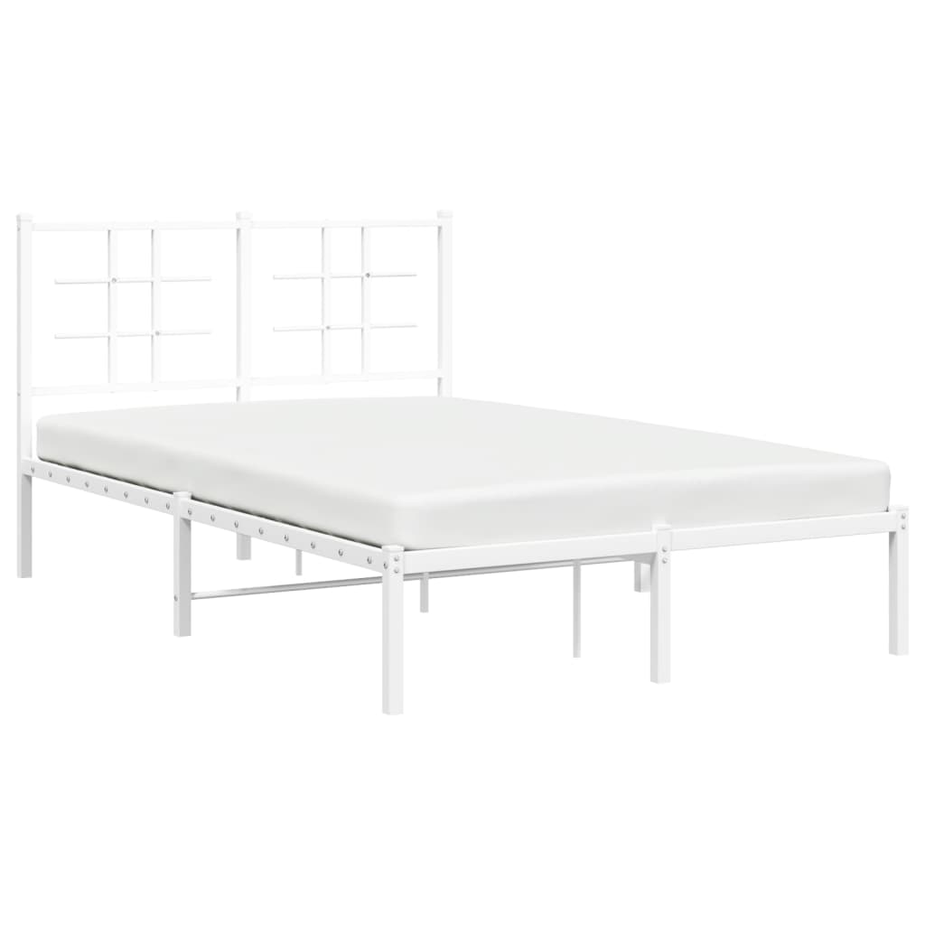 Metal Bed Frame without Mattress with Headboard White 120x200cm