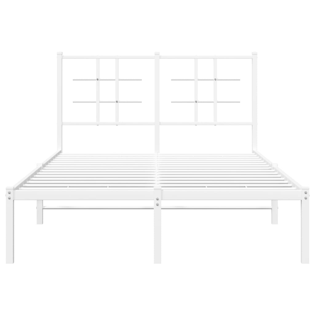 Metal Bed Frame without Mattress with Headboard White 120x200cm