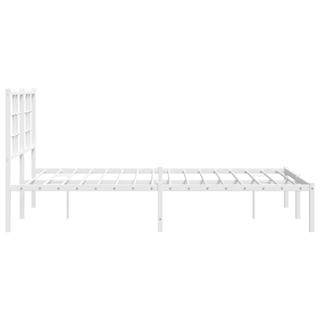 Metal Bed Frame without Mattress with Headboard White 120x200cm