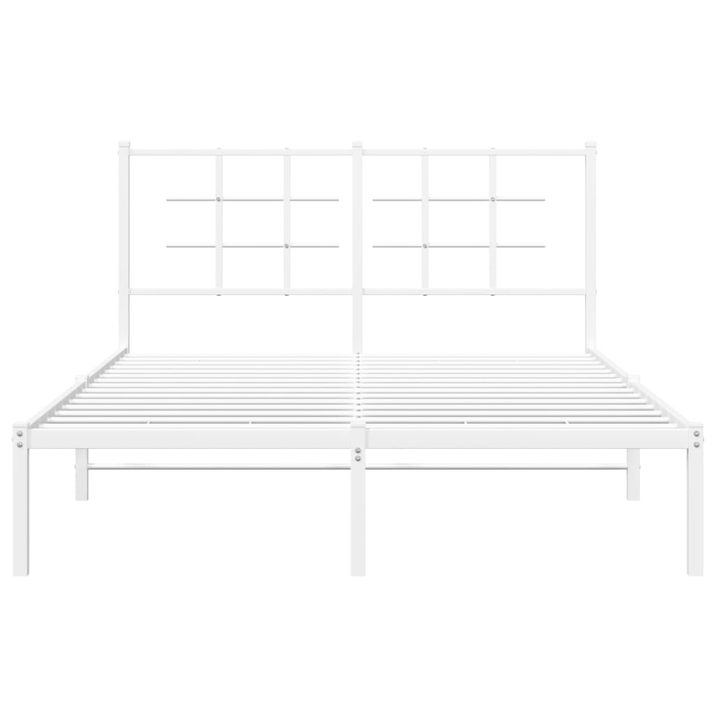 Metal Bed Frame without Mattress with Headboard White 135x190cm