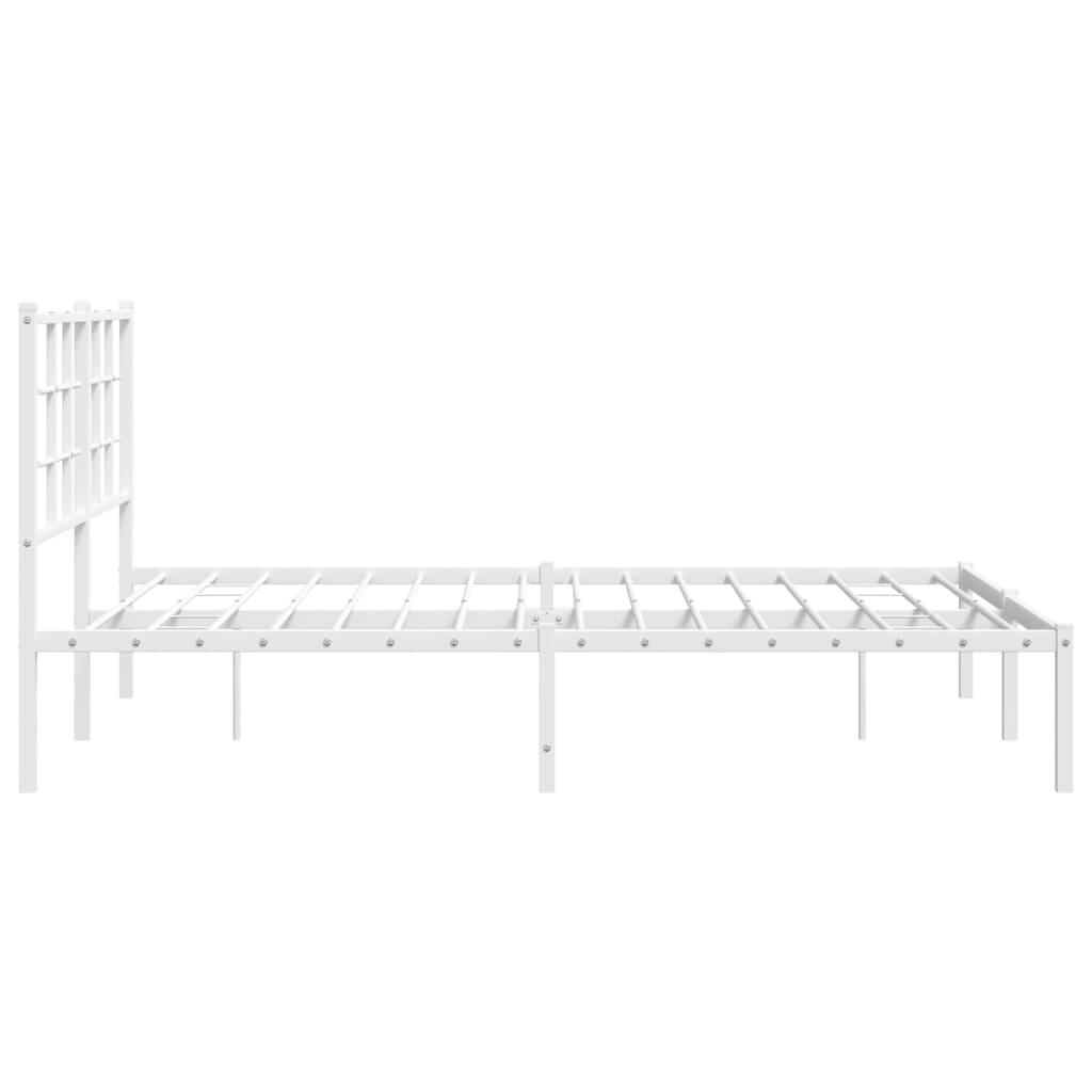 Metal Bed Frame without Mattress with Headboard White 135x190cm