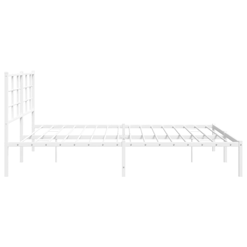 Metal Bed Frame without Mattress with Headboard White 183x213cm