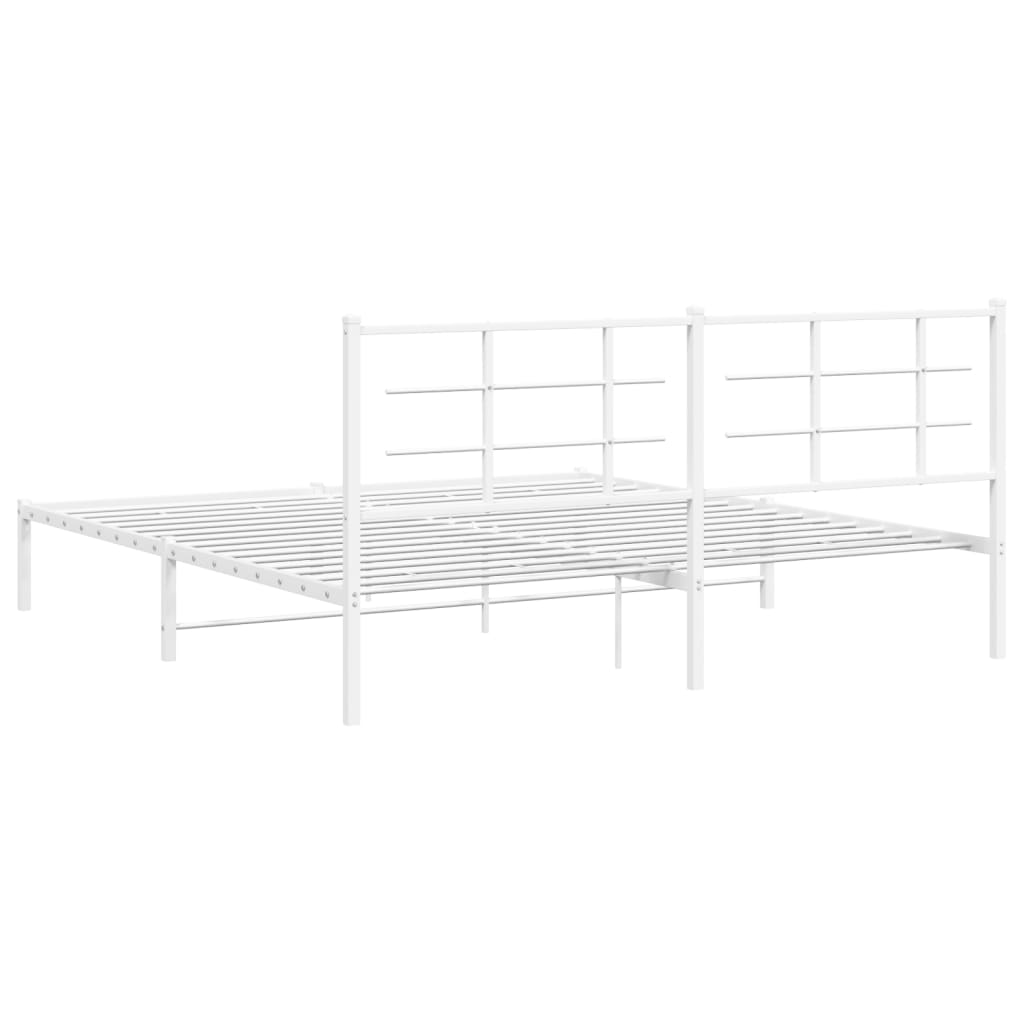 Metal Bed Frame without Mattress with Headboard White 183x213cm