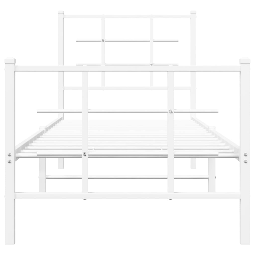 Metal Bed Frame without Mattress with Footboard White 80x200cm