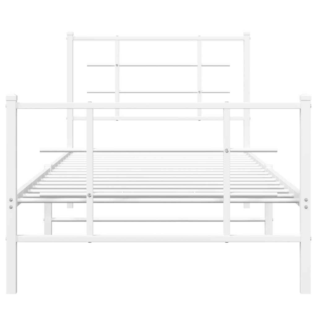 Metal Bed Frame without Mattress with Footboard White 90x190cm
