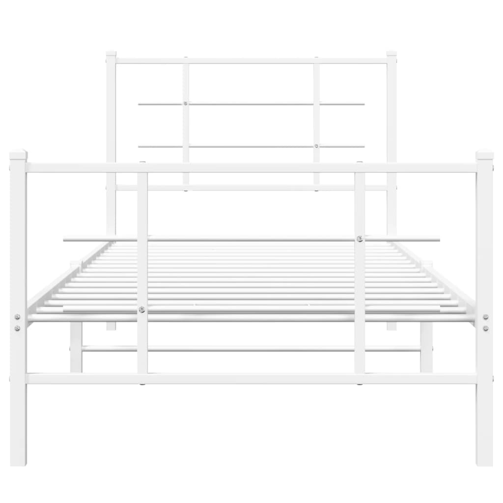 Metal Bed Frame without Mattress with Footboard White 90x200cm