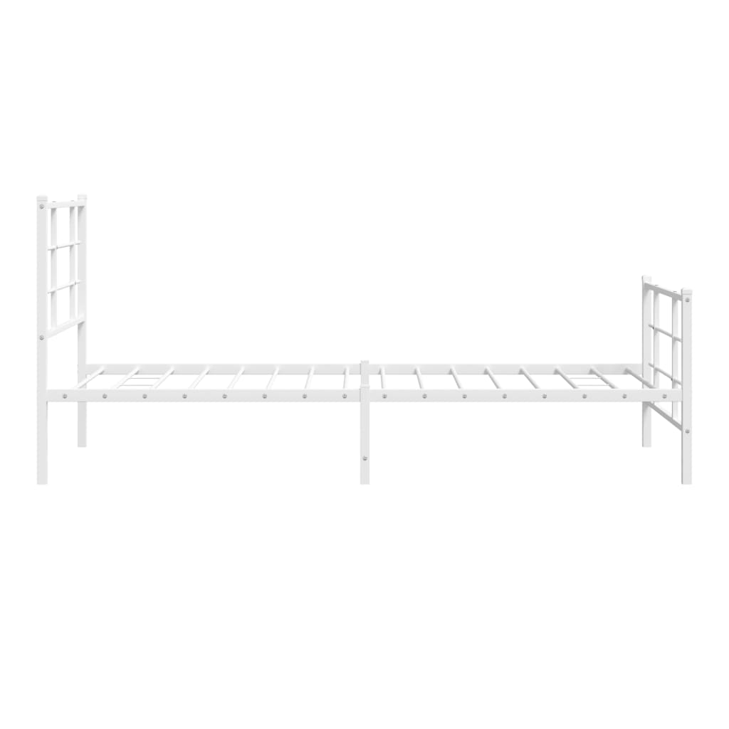 Metal Bed Frame without Mattress with Footboard White 90x200cm