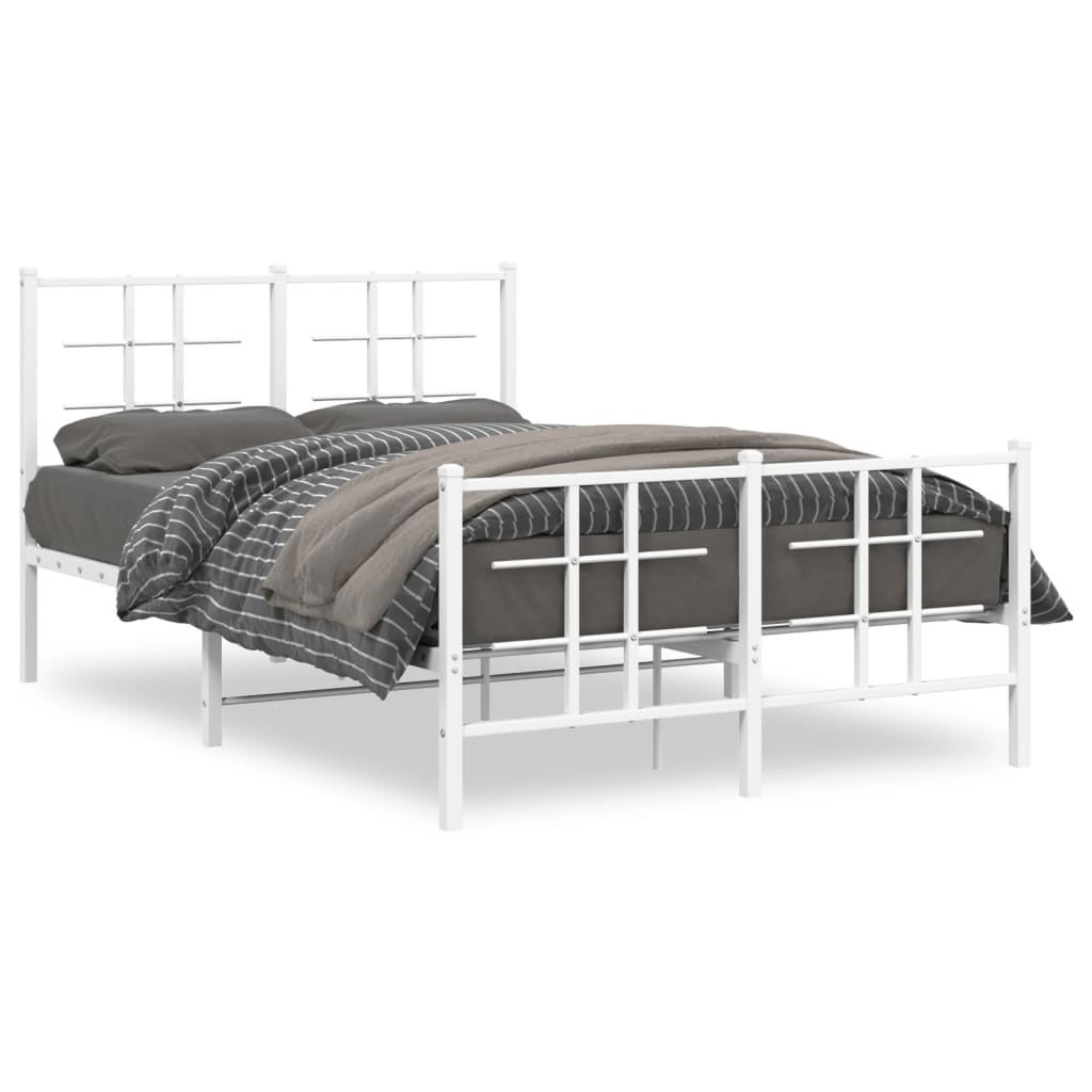 Metal Bed Frame without Mattress with Footboard White 120x200cm