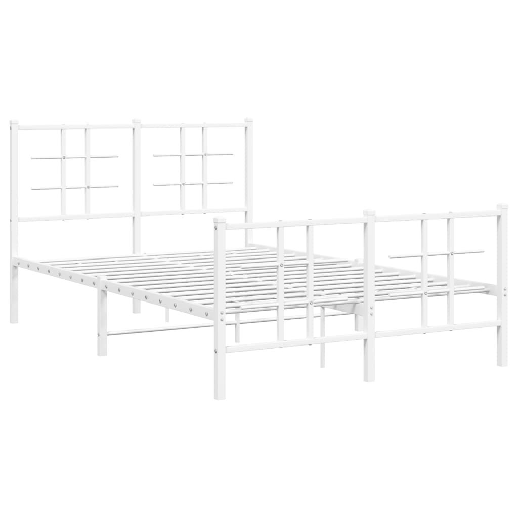 Metal Bed Frame without Mattress with Footboard White 120x200cm