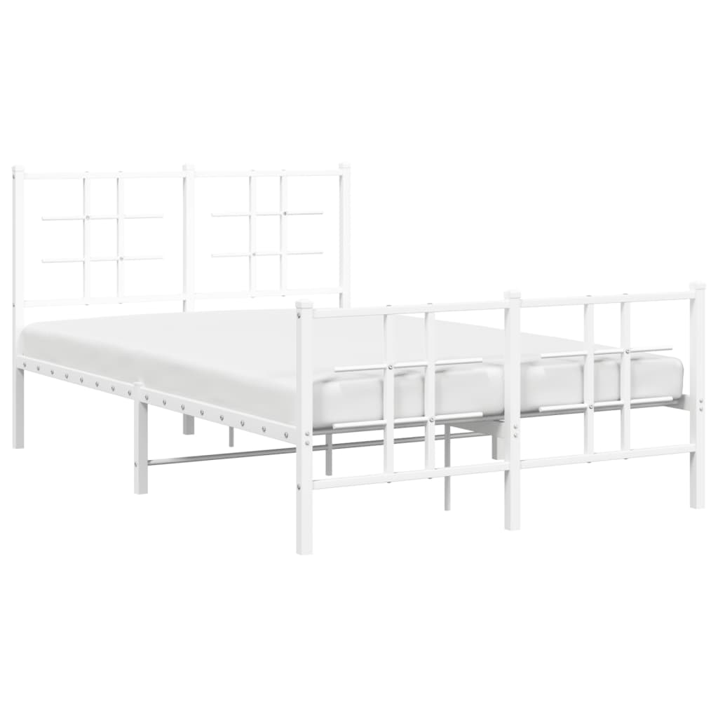 Metal Bed Frame without Mattress with Footboard White 120x200cm