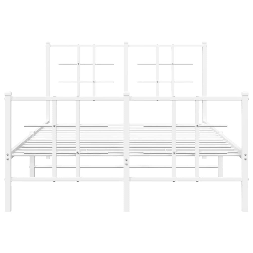 Metal Bed Frame without Mattress with Footboard White 120x200cm