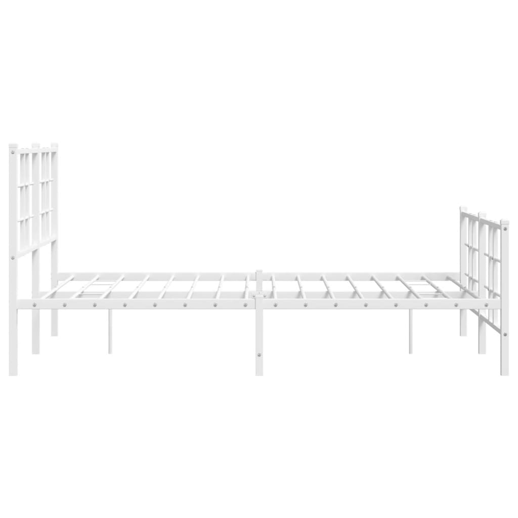 Metal Bed Frame without Mattress with Footboard White 120x200cm