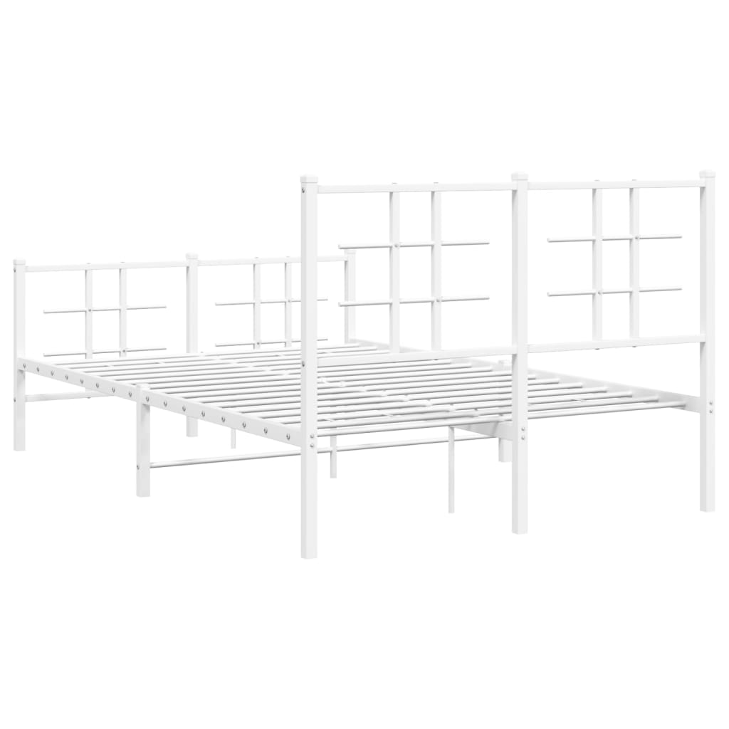 Metal Bed Frame without Mattress with Footboard White 120x200cm