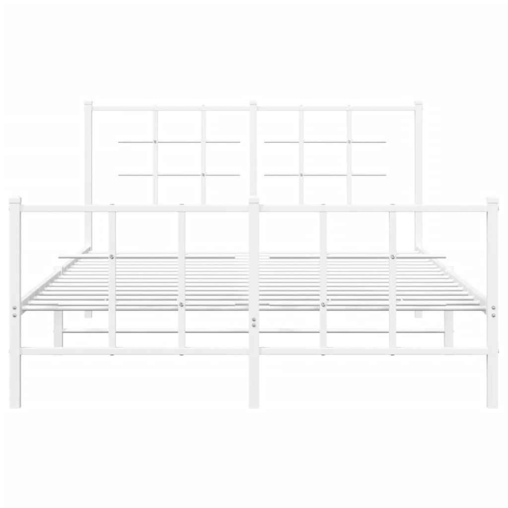 Metal Bed Frame without Mattress with Footboard White 135x190cm