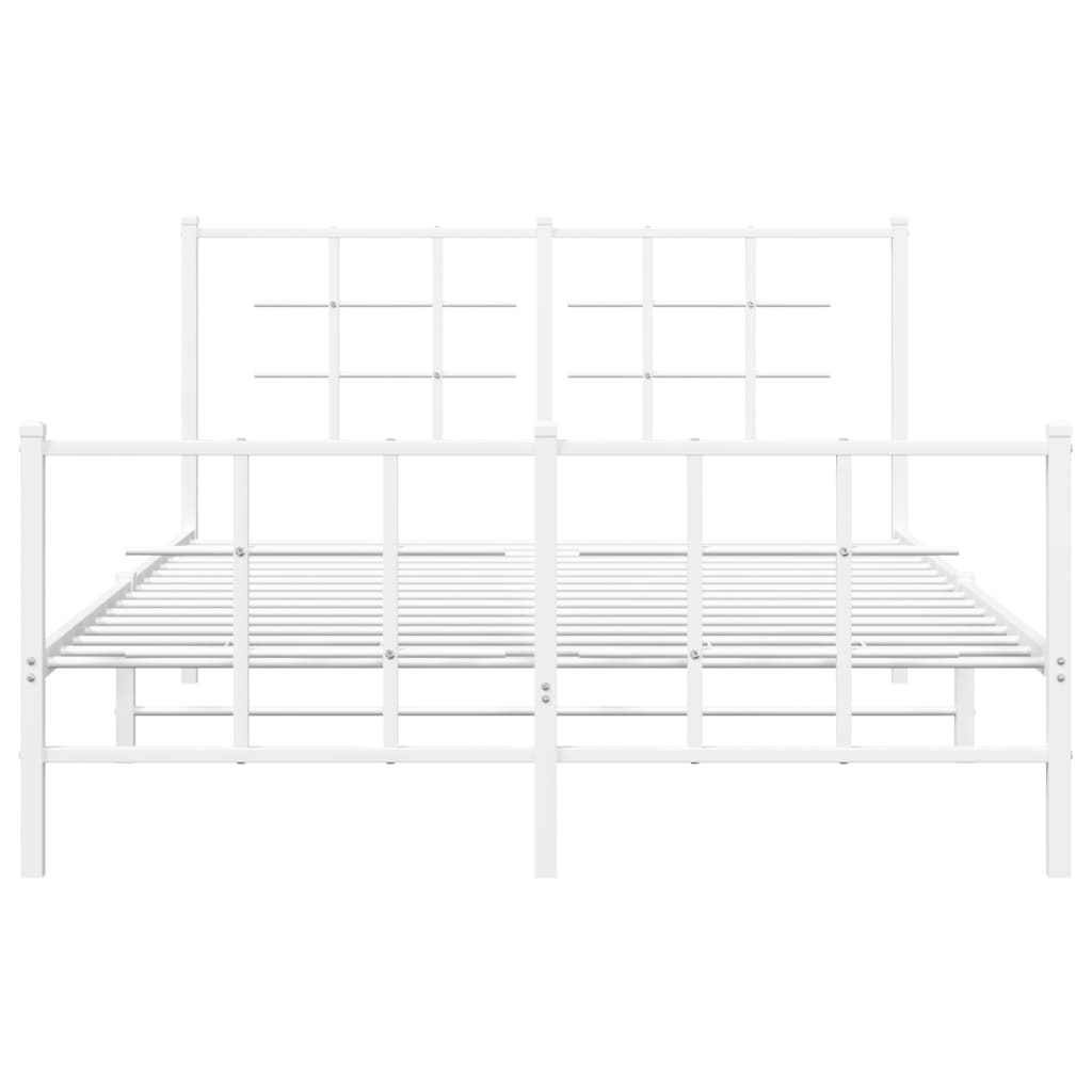 Metal Bed Frame without Mattress with Footboard White 140x190cm