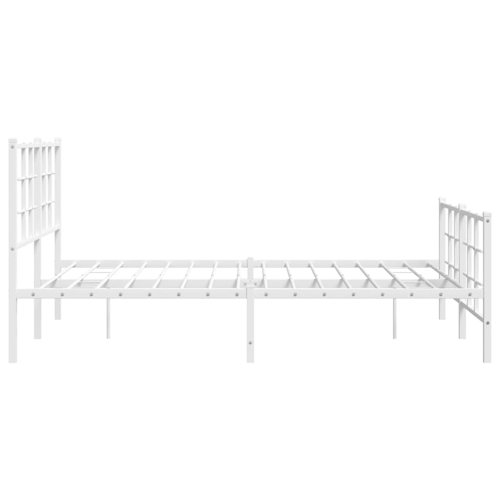 Metal Bed Frame without Mattress with Footboard White 140x190cm