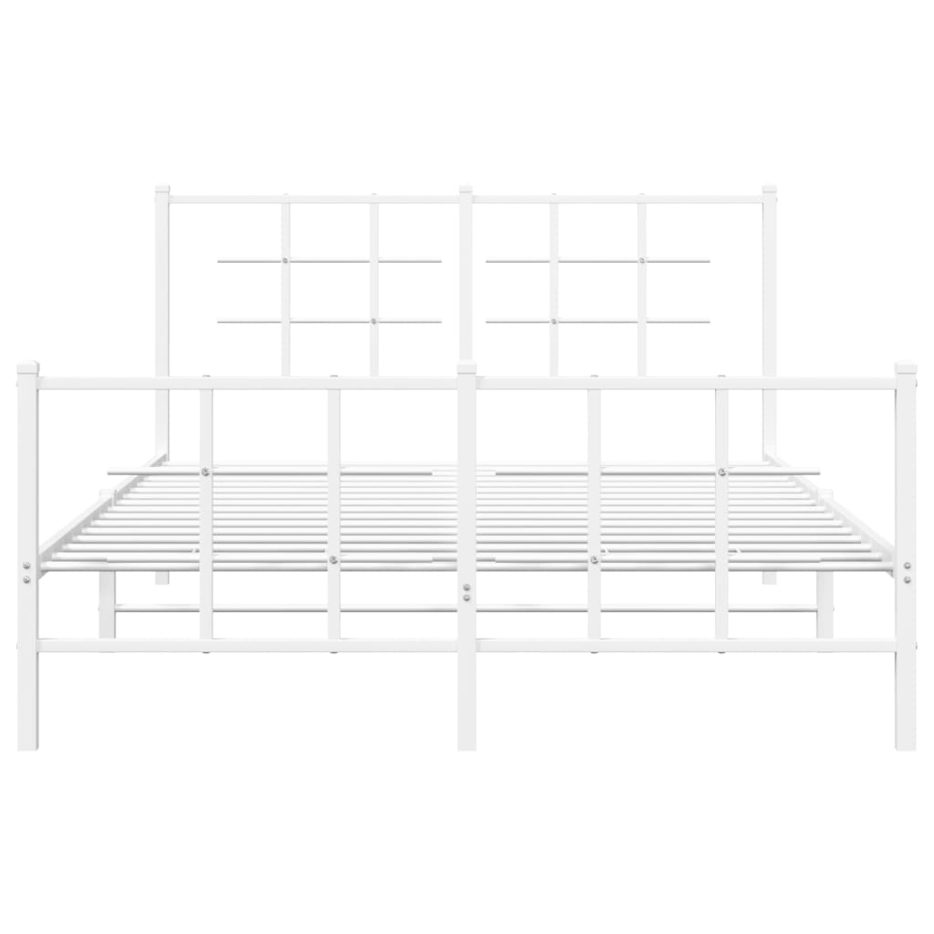 Metal Bed Frame without Mattress with Footboard White 140x200cm