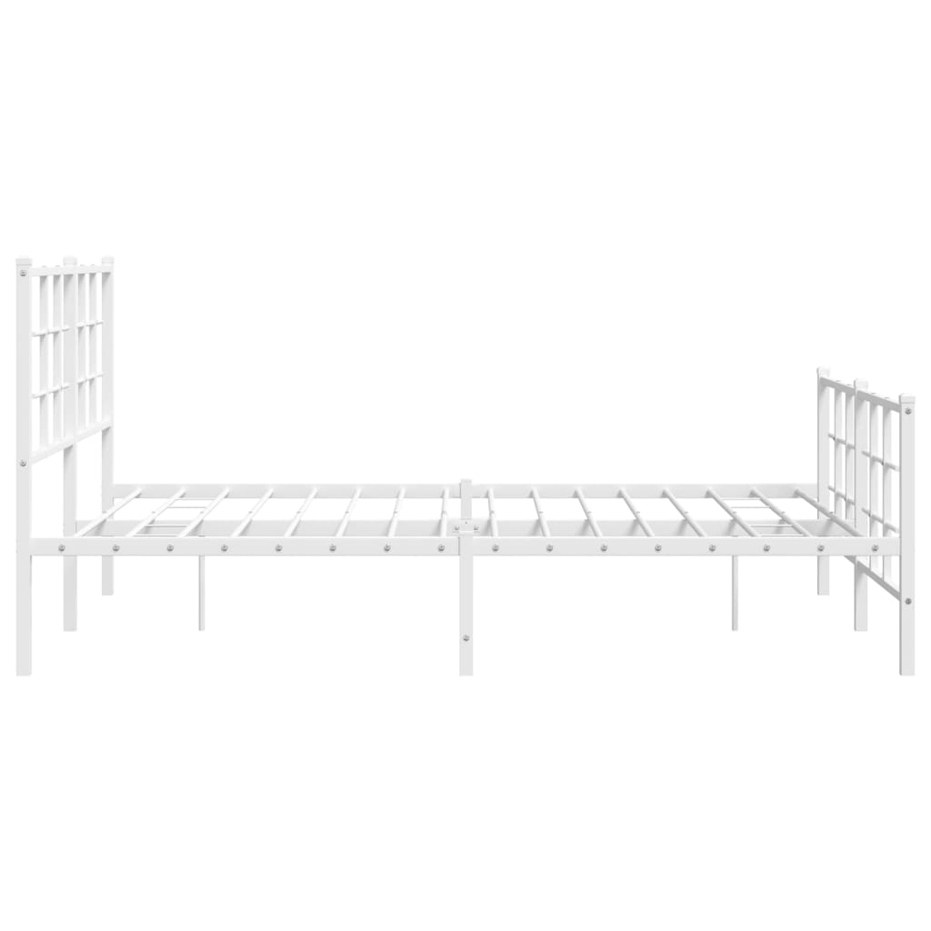 Metal Bed Frame without Mattress with Footboard White 140x200cm
