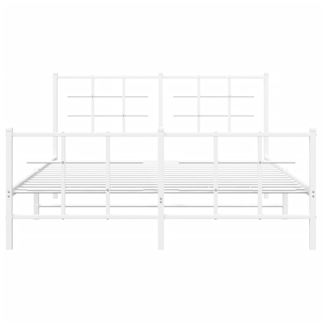 Metal Bed Frame without Mattress with Footboard White 150x200cm