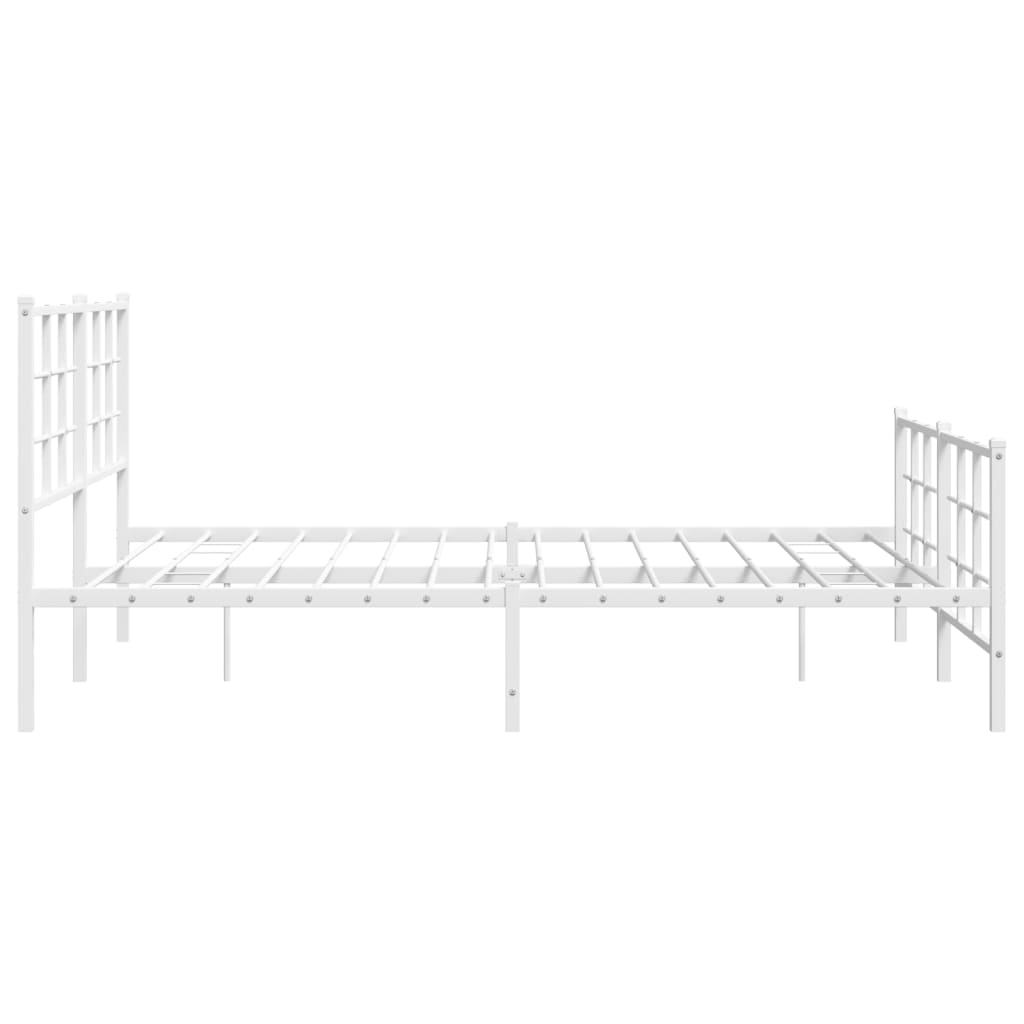 Metal Bed Frame without Mattress with Footboard White 150x200cm