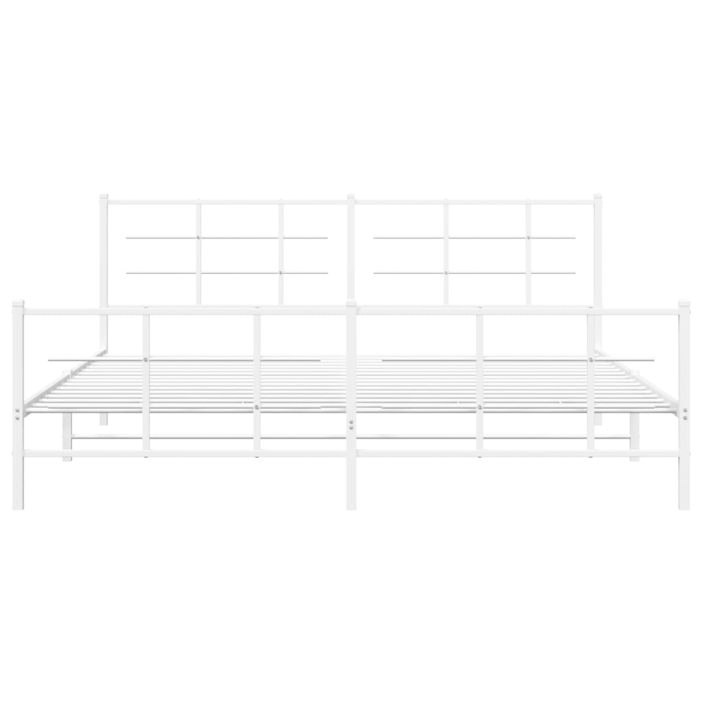 Metal Bed Frame without Mattress with Footboard White 193x203cm