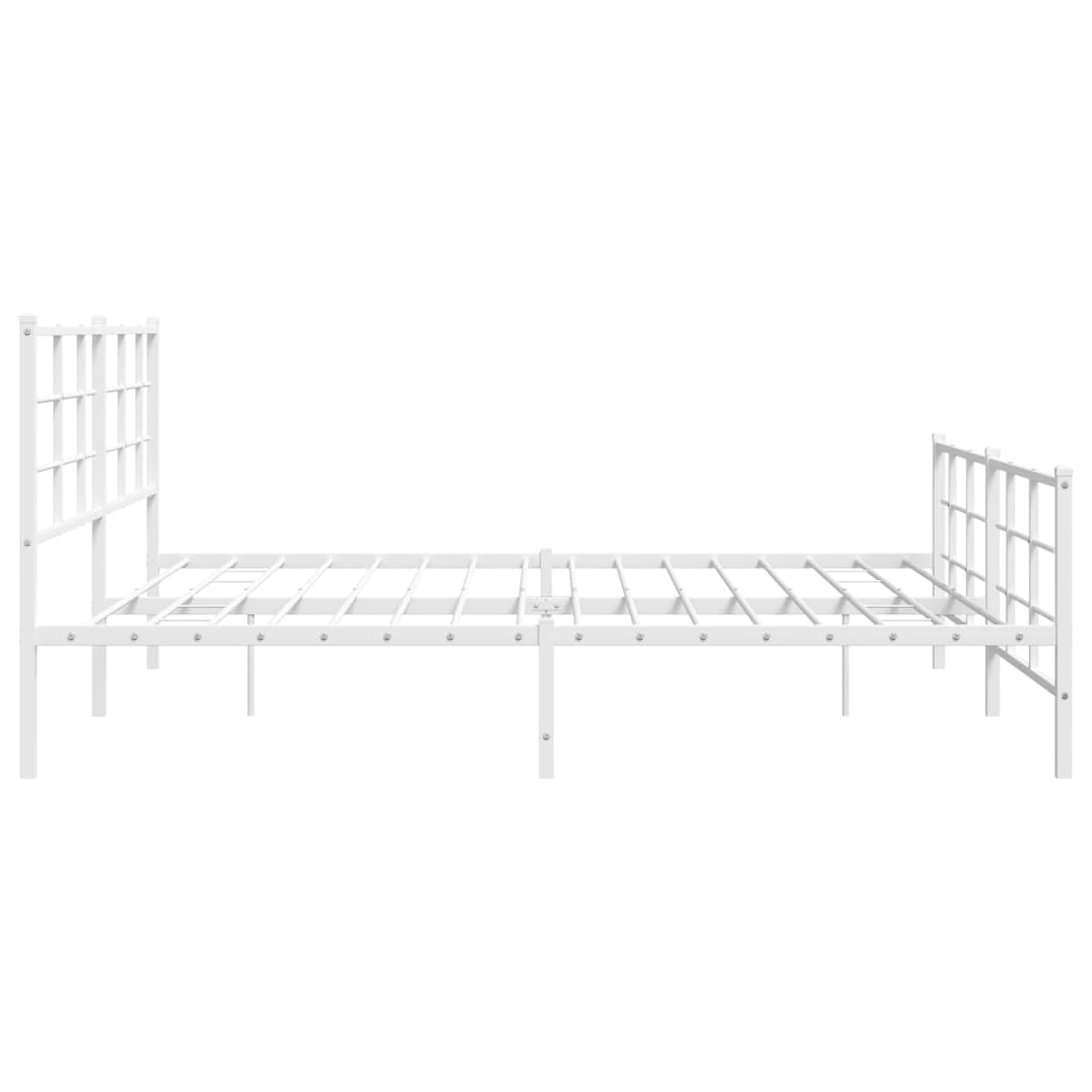 Metal Bed Frame without Mattress with Footboard White 193x203cm