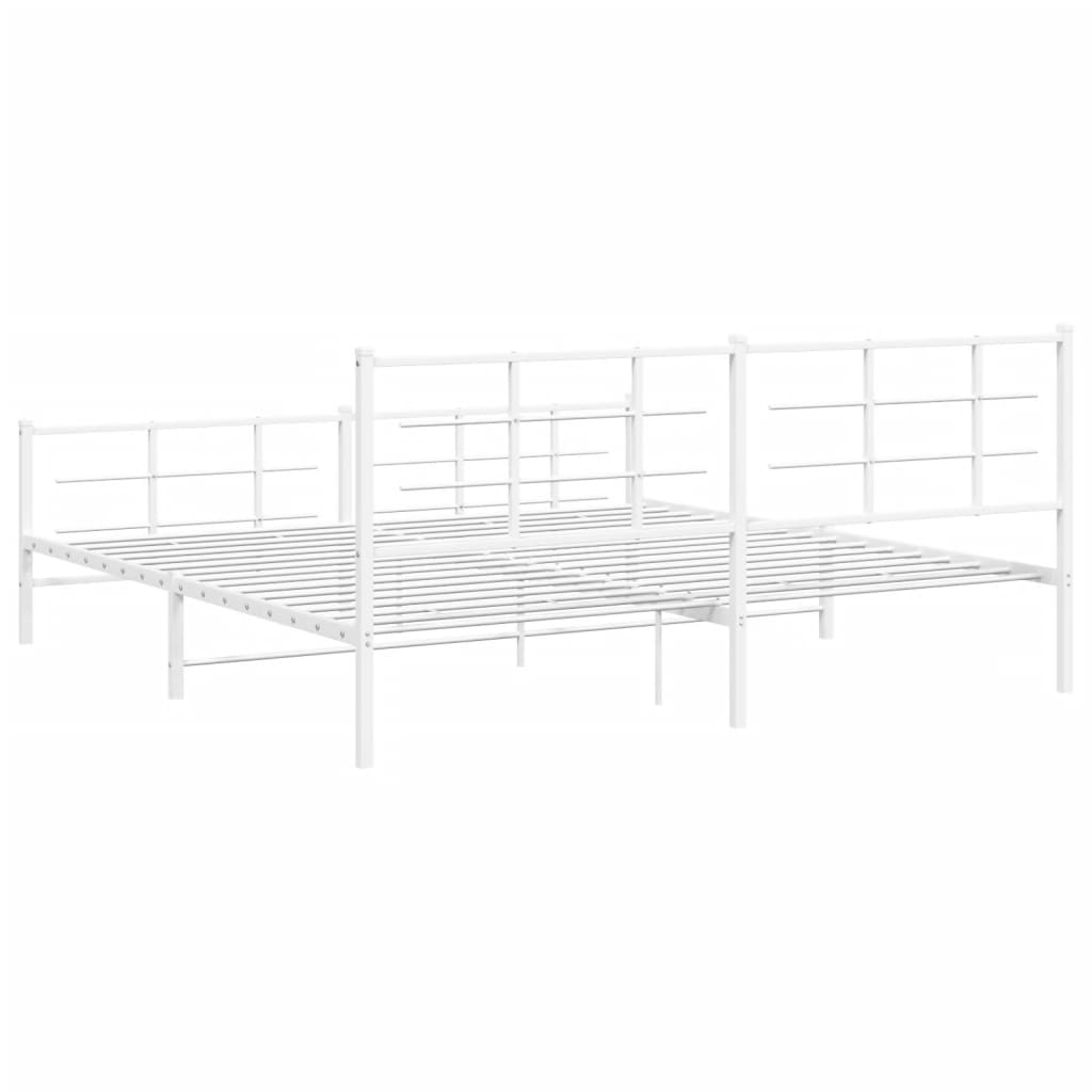 Metal Bed Frame without Mattress with Footboard White 200x200cm