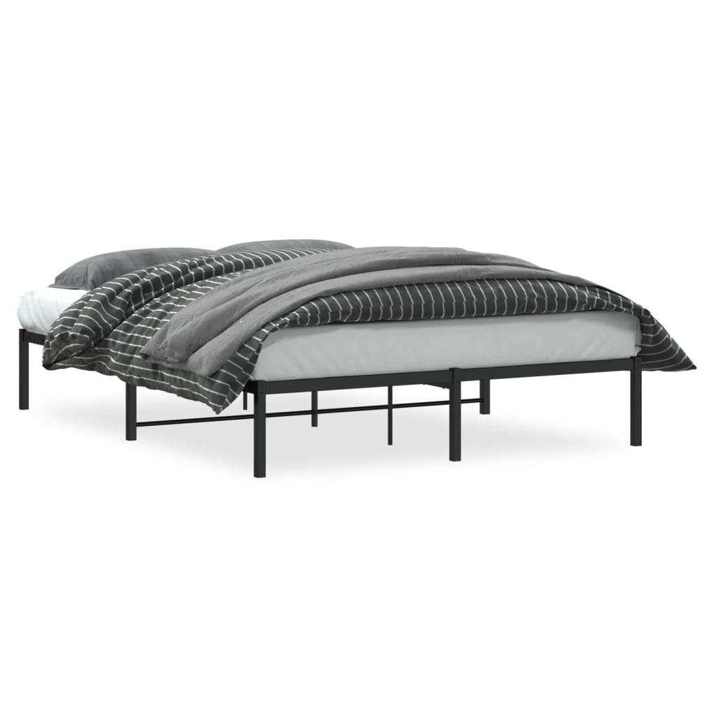 Metal Bed Frame without Mattress Black 160x200cm