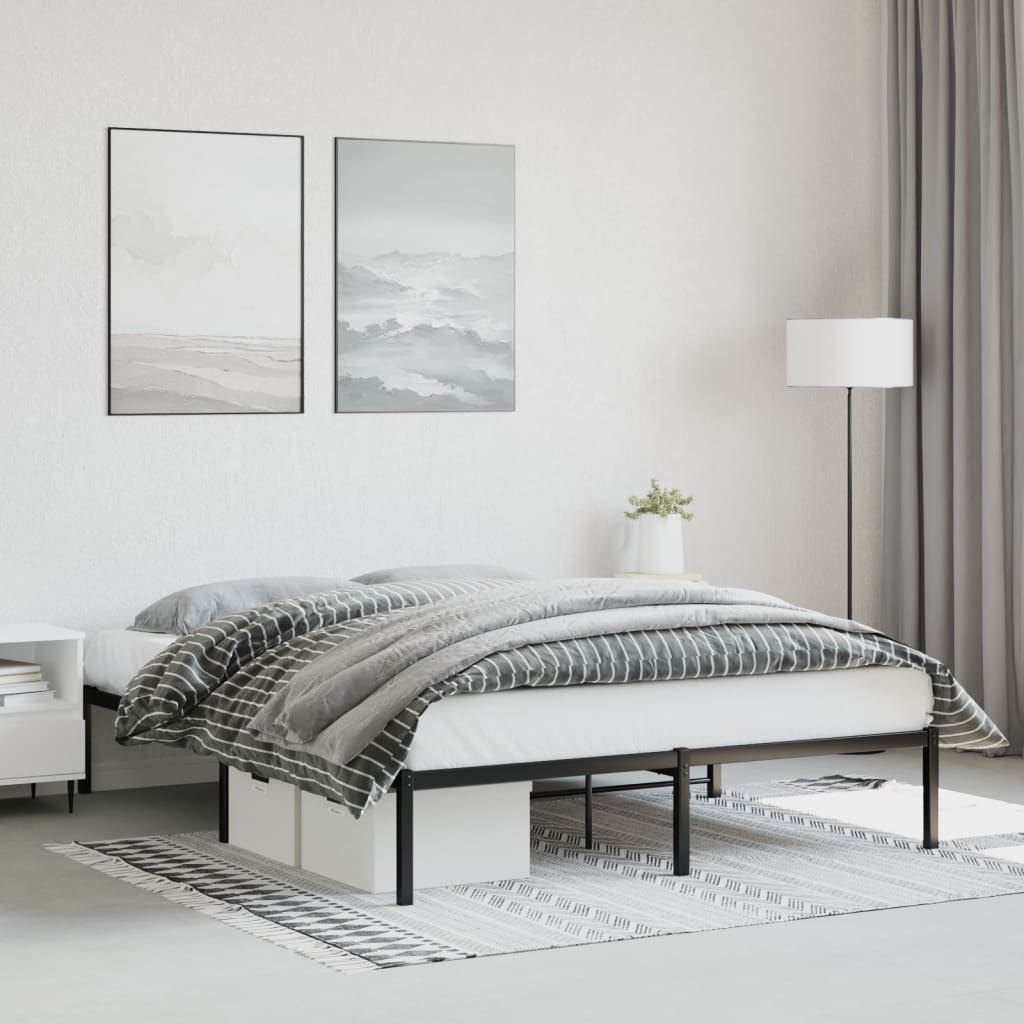 Metal Bed Frame without Mattress Black 160x200cm