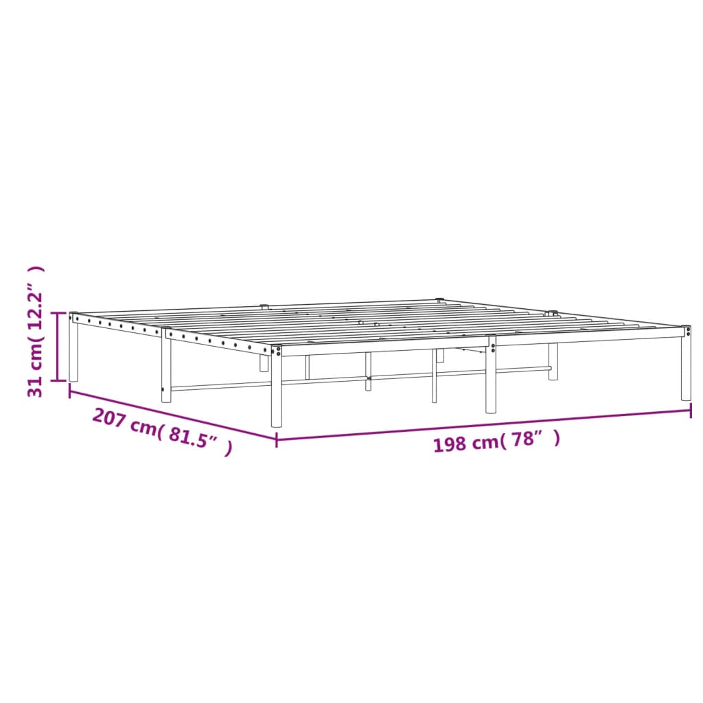 Metal Bed Frame without Mattress Black 193x203cm